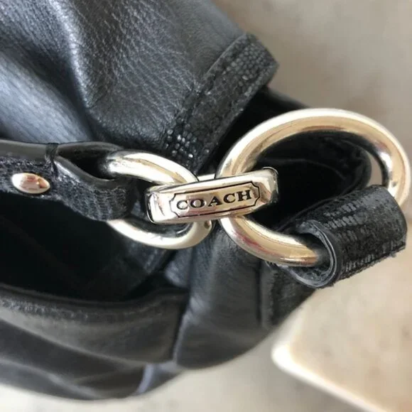 COACH Taylor Black Leather Marin Satchel Tote Shoulder Bag Vintage - Picture 13 of 15